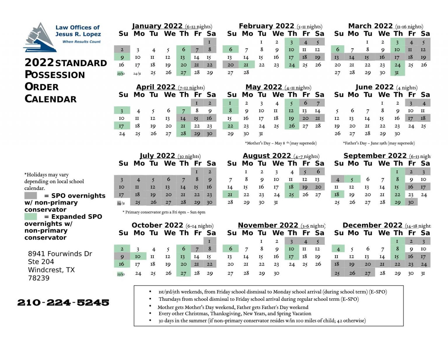 2022JRLStandardPossessionOrderCalendar (1)pdf Law Offices of