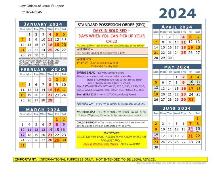 What is a Standard Visitation Schedule in 2024